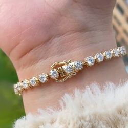 Classic Golden Round Cut Tennis Bracelet For Women