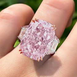 Two Tone Cushion Cut Pink Sapphire Engagement Ring