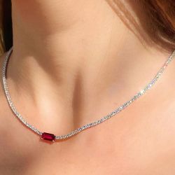 Created Ruby & White Sapphire Riviera Necklace