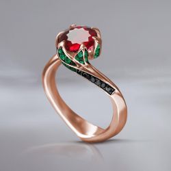 Unique Rose Gold Round Cut Ruby Engagement Ring for women