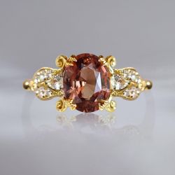 Art Deco Oval Cut Brown Sapphire Engagement Ring