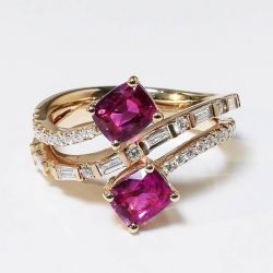 Unique Cushion Cut Ruby & White Sapphire Engagement Ring