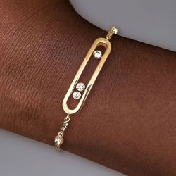 Unique White Sapphire Round Cut Golden Bracelet For Women