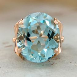 Rose Gold Aquamarine Oval Cut Engagement Ring For Women