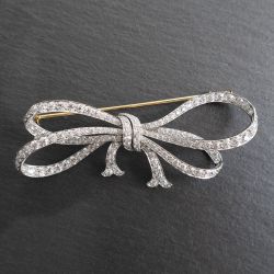 Two Tone Bow Design Round Cut White Sapphire Brooch For Women