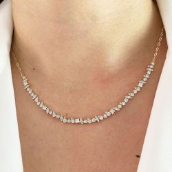 Two Tone Round & Asscher Cut White Sapphire Pendant Necklace For Women