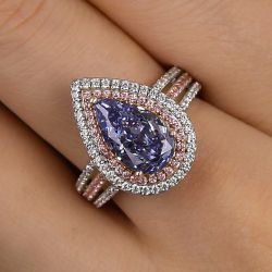 Double Halo Pear Cut Amethyst Sapphire Engagement Ring For Women