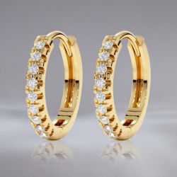 Classic Golden Round Cut White Sapphire Hoop Earrings For Women