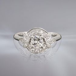 Vintage Round Cut White Sapphire Engagement Ring For Women