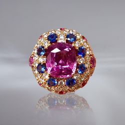 Vintage Cushion Cut Pink Sapphire Cocktail Ring For Women