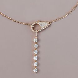 Golden Round Cut White Sapphire Lock Pendant Necklace For Women