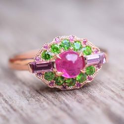 Rose Gold Oval Cut Ruby Sapphire Engagement Ring For Women