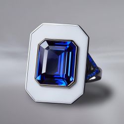 Classic Emerald Cut Blue Sapphire Engagement Ring For Women