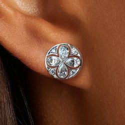 Classic Pear Cut White Sapphire Stud Earrings For Women