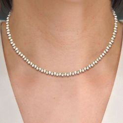 Classic Golden Pear Cut White Sapphire Tennis Necklace For Women