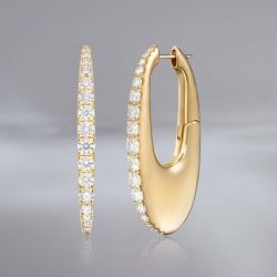 Golden Round Cut White Sapphire Hoop Earrings For Women