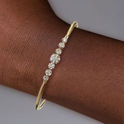 Classic Round Cut White Sapphire Bangle Bracelet For Women