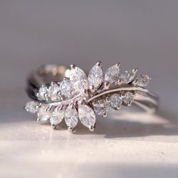 Marquise & Round Cut White Sapphire Wedding Band For Women