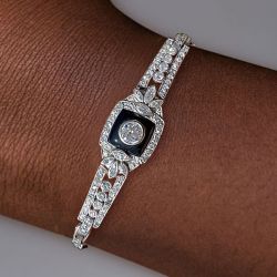 Art Deco Round Cut White Sapphire Bracelet For Women