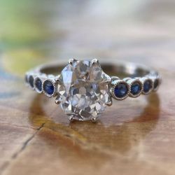 Antique Oval Cut White Sapphire Engagement Ring For Women