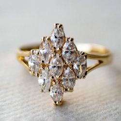 Vintage Golden Marquise Cut White Sapphire Engagement Ring For Women