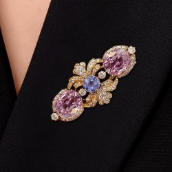 Vintage Cushion Cut Blue & Pink Sapphire Brooch For Women