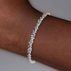 Two Tone Baguette & Round Cut White Sapphire Bracelet For Women