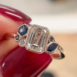 Rose Gold Emerald Cut White Sapphire Engagement Ring For Women