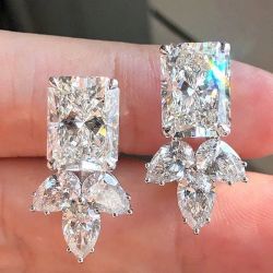 Unique Radiant & Pear Cut White Sapphire Stud Earrings For Women