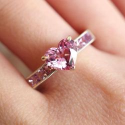 Golden Heart Cut Pink Sapphire Engagement Ring For Women