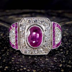 Art Deco Oval Cut Pink Sapphire Engagement Ring For Women