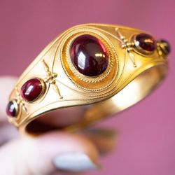 Golden Oval Cut Cabochon Ruby Sapphire Bangle Bracelet For Women