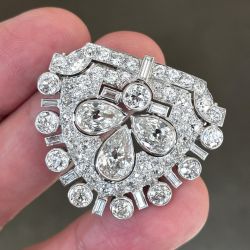 Art Deco Pear & Round Cut White Sapphire Brooch For Women