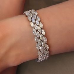 Marquise Cut White Sapphire Jewelry Tennis Bracelet For Women