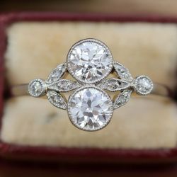 Vintage Milgrain Bezel Round Cut White Sapphire Engagement Ring For Women