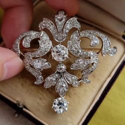 Art Deco Round Cut White Sapphire Brooch For Women