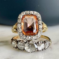 Vintage Cushion & Oval Cut Yellow & White Sapphire Engagement Ring Sets For Women