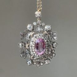 Vintage Two Tone Oval Cut Pink Sapphire Pendant Necklace For Women