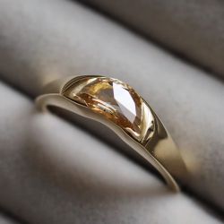 Golden Champagne Crescent Moon Shape Cove Ring For Women