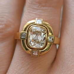 Vintage Golden Cushion Cut White Sapphire Engagement Ring For Women