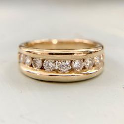 Golden Round Cut White Sapphire Wedding Band For Women