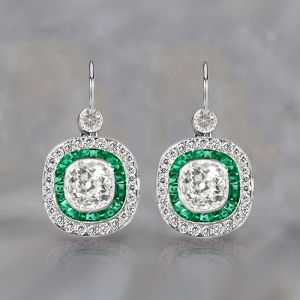 Art Deco Round Cut White Sapphire Drop Earrings For Women