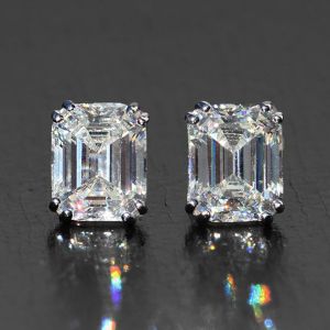 Classic Emerald Cut Created White Sapphire Stud Earrings