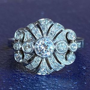 Vintage Round Cut White Sapphire Engagement Ring For Women