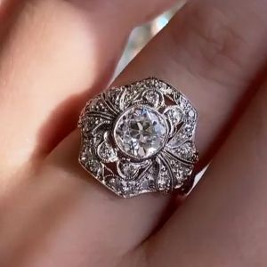 Vintage Milgrain Round Cut White Sapphire Engagement Ring