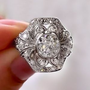 Vintage Milgrain Round Cut White Sapphire Engagement Ring