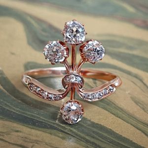 Golden Vintage Round Cut White Sapphire Engagement Ring