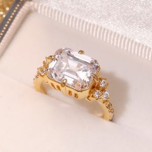 Vintage Emerald Cut White Sapphire Engagement Ring For Women