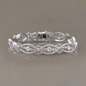 Antique Round Cut White Sapphire Tennis Bracelet For Women 