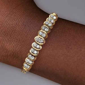 Vintage Golden Round Cut White Sapphire Bracelet For Women